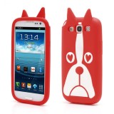 Силиконовый Чехол Lion 3d DOG Для Samsung I9300 Galaxy S 3 (Красный)