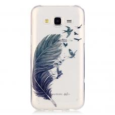 Полимерный TPU Чехол Для Samsung Galaxy J7 SM-J700H (Feathers)